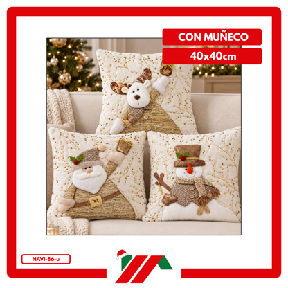 FUNDA DE COJIN NAVIDEÑO DORADO