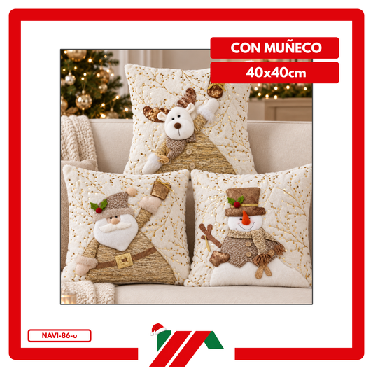FUNDA DE COJIN NAVIDEÑO DORADO