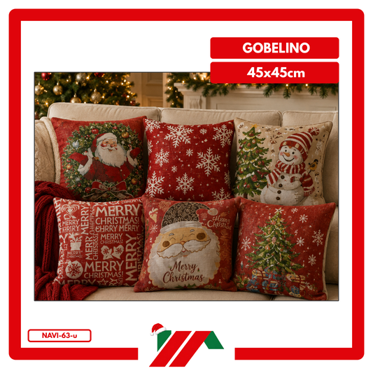 FUNDA DE COJIN NAVIDEÑO GOBELINO