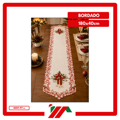 CAMINO DE MESA NAVIDEÑO BORDADO