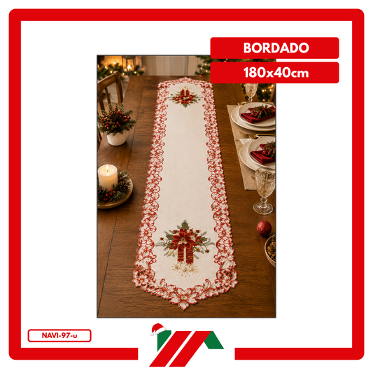 CAMINO DE MESA NAVIDEÑO BORDADO