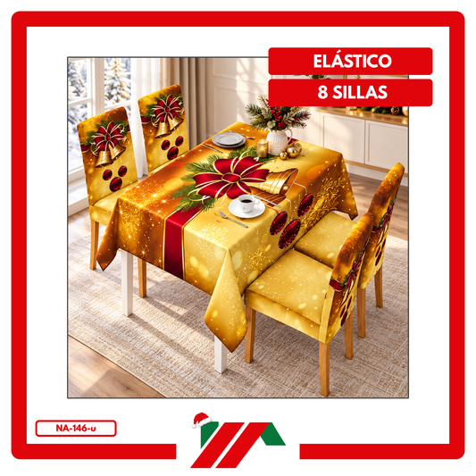 FORRO DE SILLA NAVIDEÑO 8 PIEZAS